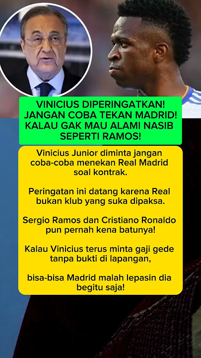 Vinicius Bisa Bernasib Seperti Ramos Kalau Nekat Tekan Madrid #shorts #football #beritabola
