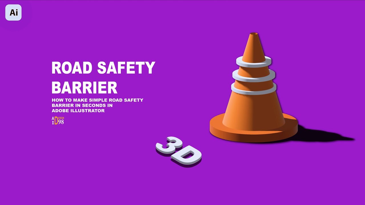 HOW TO MAKE 3D ROAD SAFETY BARRIER IN SECONDS IN ADOBE ILLUSTRATOR