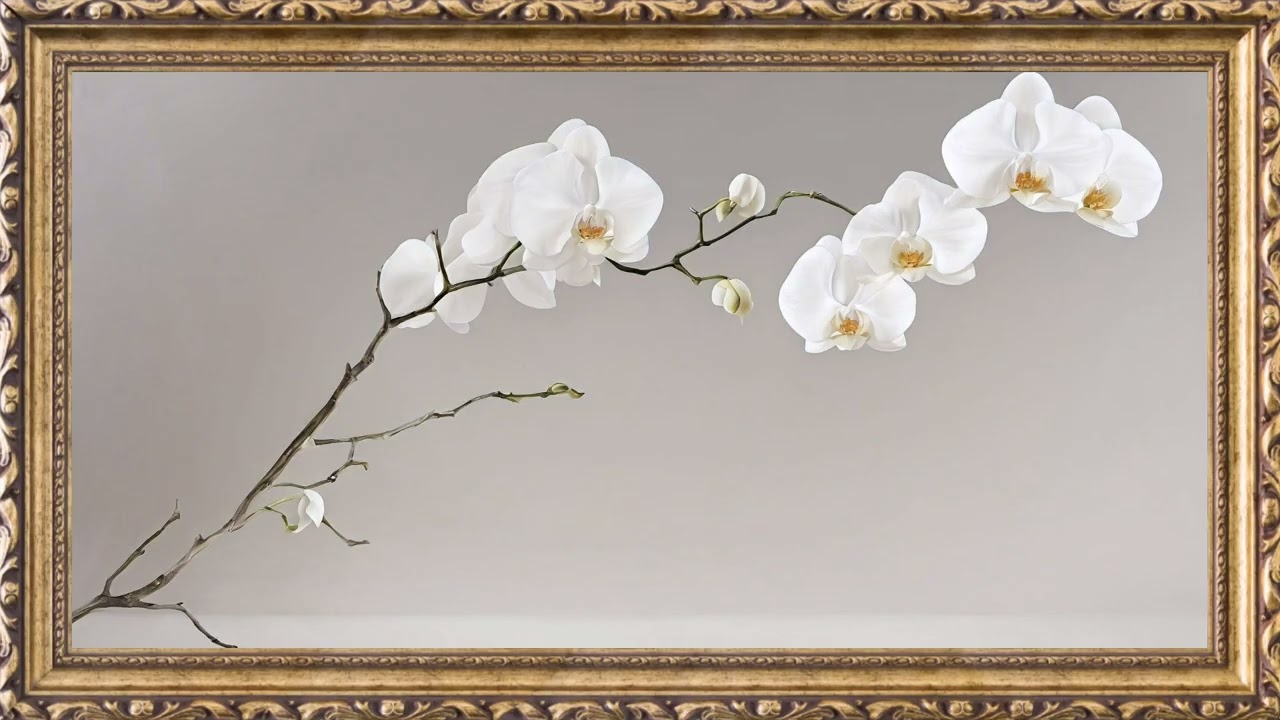 White Orchid Framed Art | 2 Hours | Elegant TV Wallpaper | Calm Ambience 4K