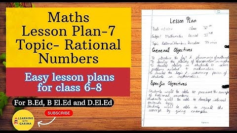 MATHS Lesson Plan-7 (English) | Topic- "Rational Numbers" #learningwithgarima