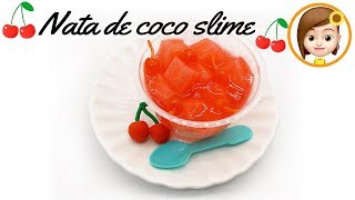 【ASMR】チェリーナタデココスライムを作ったよ How to make Jelly cube slime! Cherry Nata de coco Slime 슬라임