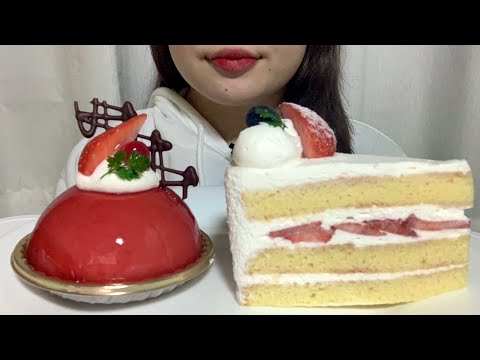 【ASMR】チャンネル登録者100人ありがとうございます♡ケーキの咀嚼音！채널 구독자수 100명 감사합니다♡케이크 먹방 (mukbang eating sounds)