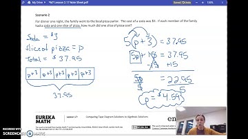 M7 Lesson 2.17 Comparing Tape Diagrams to Algebra (2)