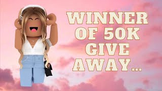Winner of 50K giveaway 🤍 | welcome to bloxburg |