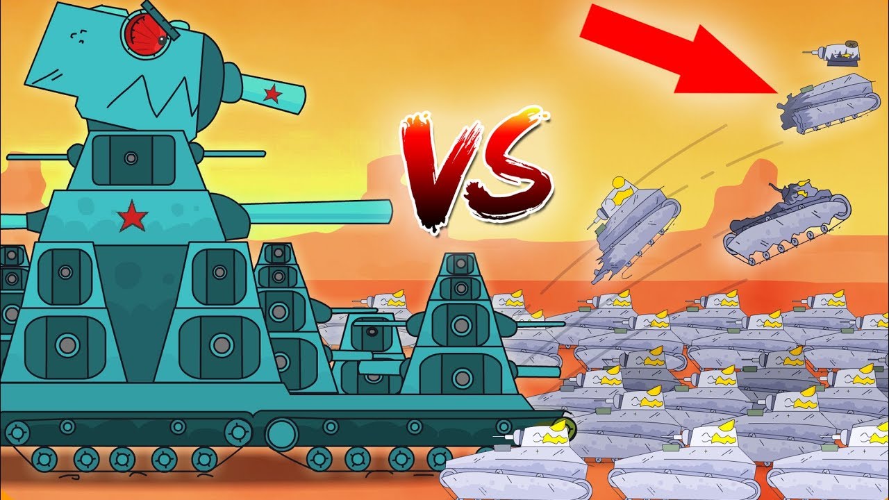Large army of tanks against KB-44. Cartoon about tanks new episode
