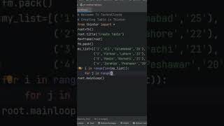 create table in python #tkinter full video on channel #technocloudss #programming