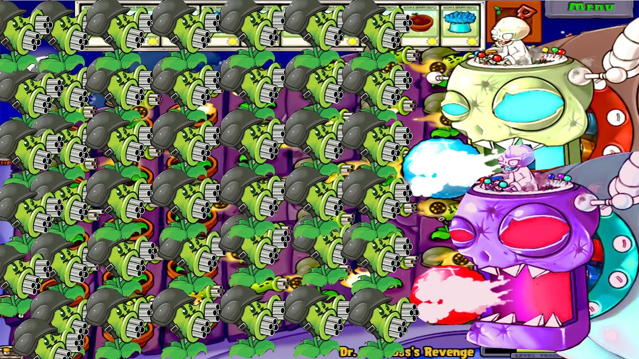 1000 Gatling Pea vs all zombie & Dr. Zomboss Plants vs Zombies ...