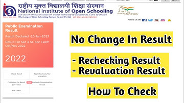 How To Check Nios Rechecking And Revaluation Result | Task Is Helping (NIOS)