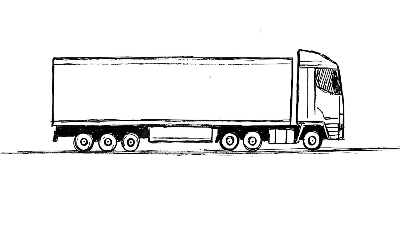 Как нарисовать грузовик пошагово