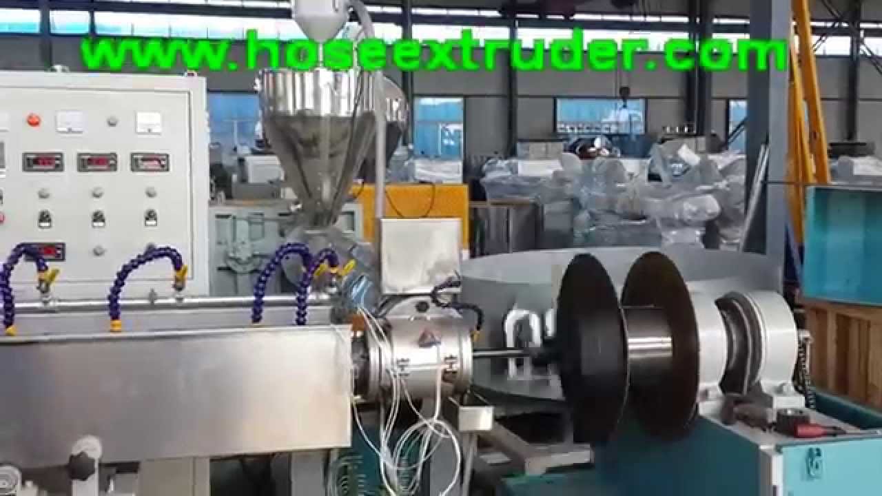 steel wire reinforced PVC hoses extrusion line machine YouTube