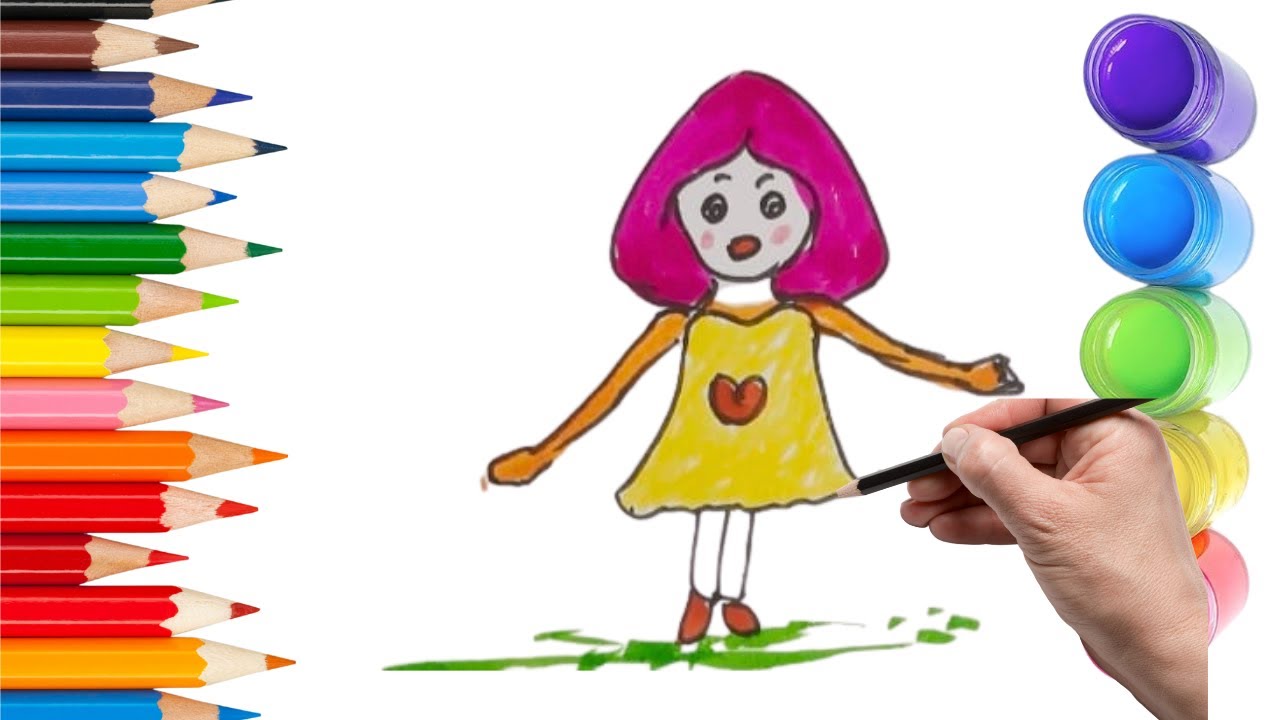 How to Draw a Cute Girl | Easy Drawing for Kids | Draw with Pihu ️ ...