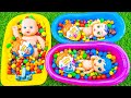 Oddly Satisfying ASMR | 3 Bathtubs With Glossy Candy Mixing & Magic Rainbow Mesh Balls Cutting