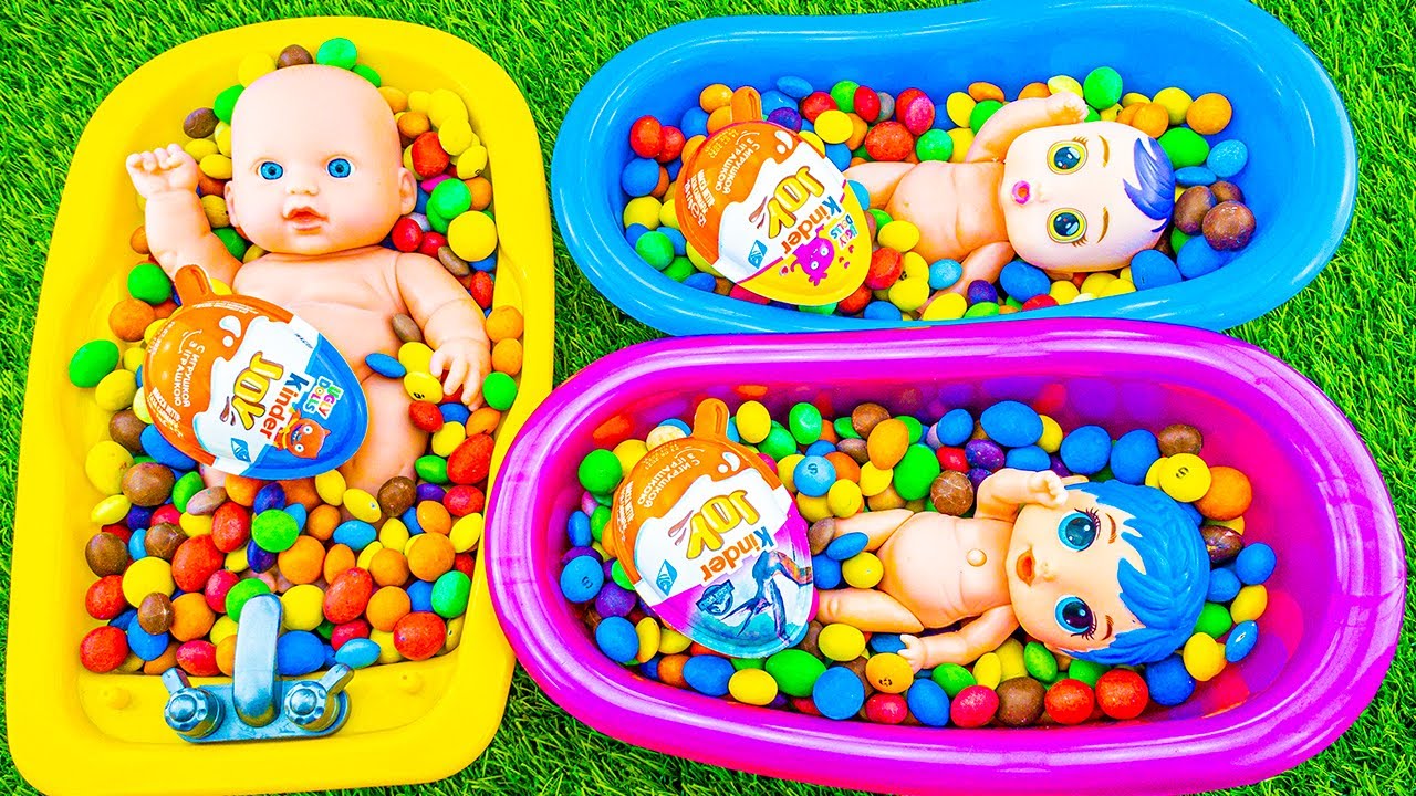 Oddly Satisfying ASMR | 3 Bathtubs With Glossy Candy Mixing & Magic Rainbow Mesh Balls Cutting