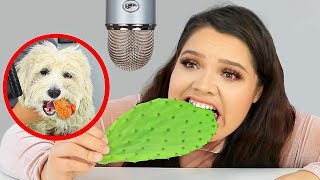 I tried asmr...again! eating raw cactus leaves was something else...
at least they were all oddly satisfying but dang yall, these crazy
foods look so bomb in...