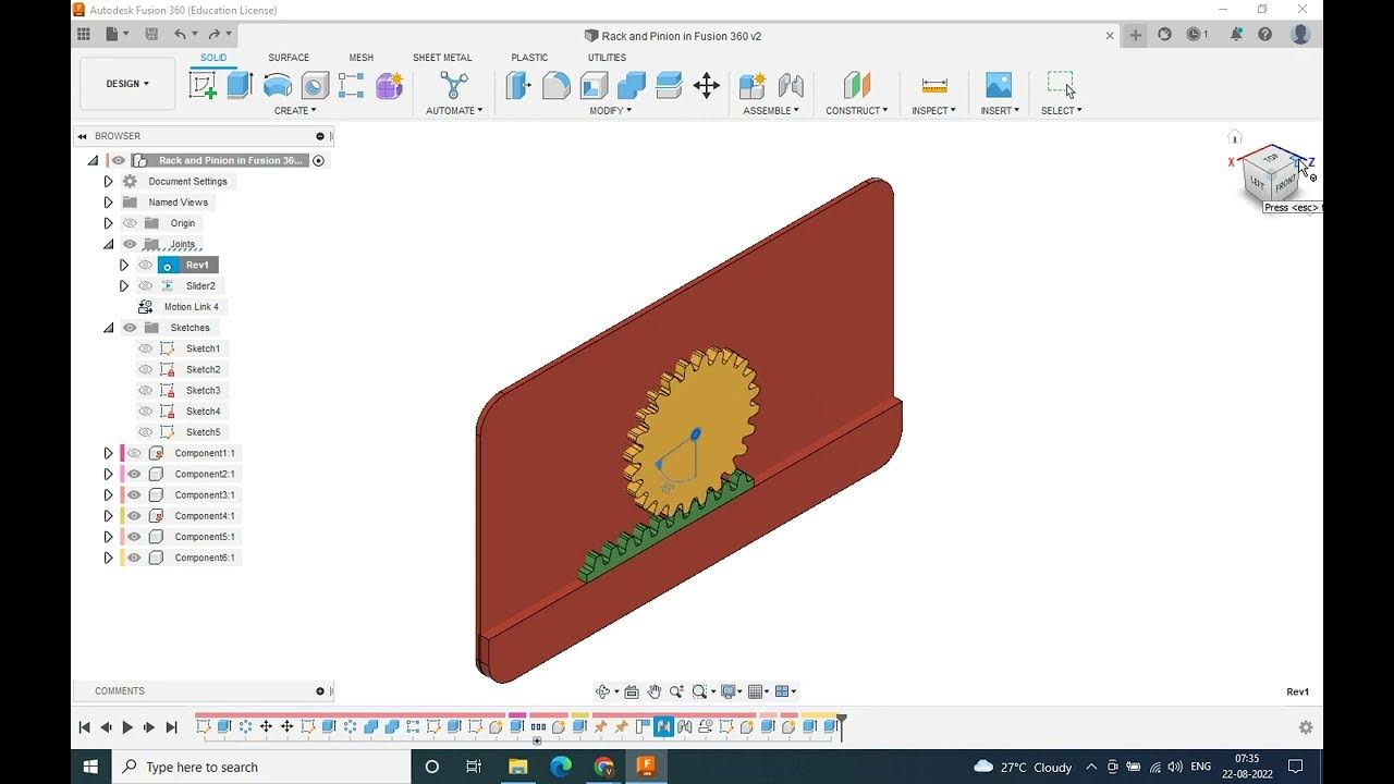 Rack and Pinion in Fusion 360 YouTube