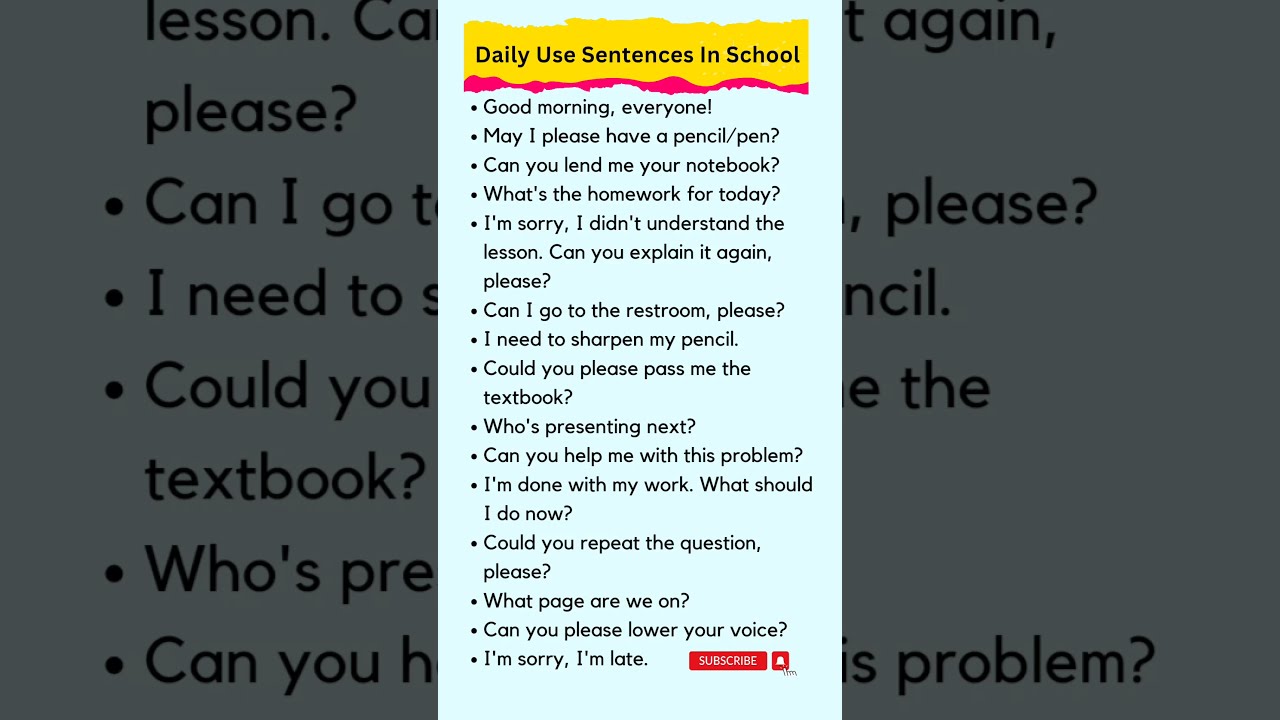 Daily Use Sentences In School English Speaking Practice Englishspeaking Shorts