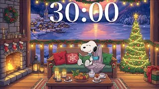 30-Minute Cozy Christmas Lofi Snoopy Reading Timer 🎄📚✨ Calm Study & Deep Focus Countdown