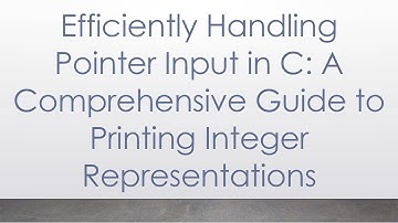 Efficiently Handling Pointer Input in C: A Comprehensive Guide to Printing Integer Representations