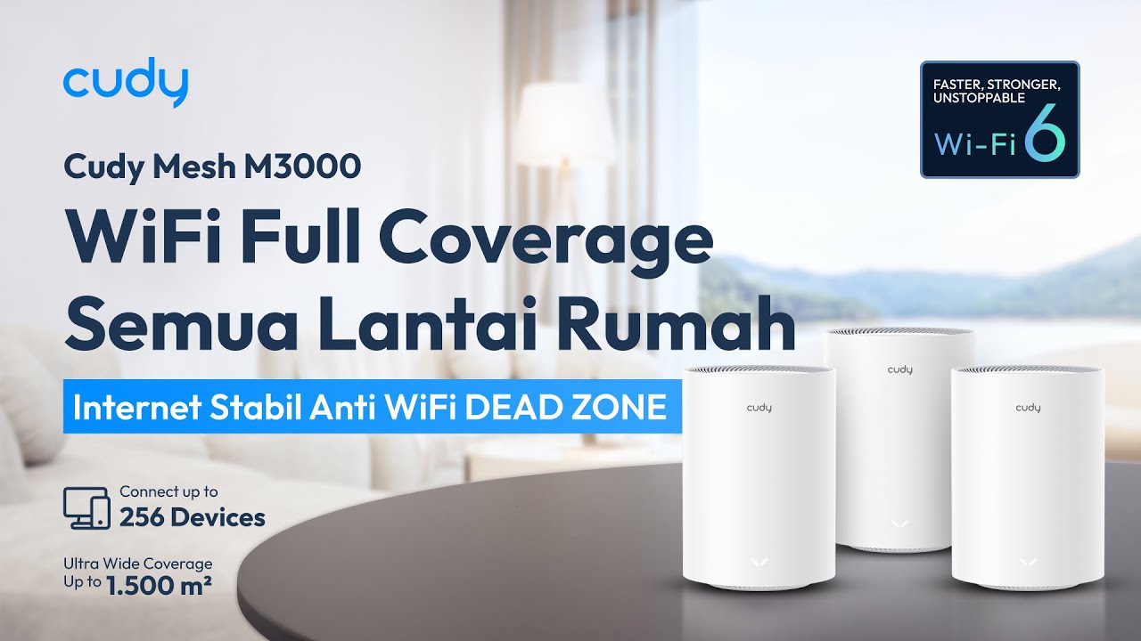 Cudy M3000 Mesh Router WiFi6 | Anti WiFi Dead Zone, FULL signal Coverage gedung/rumah up to 1,500 m2