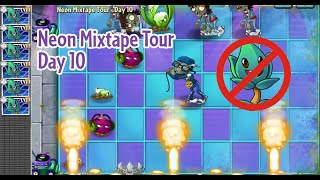 Neon Mixtape Tour Walkthrough without using Thyme Warp | Plants vs Zombies 2