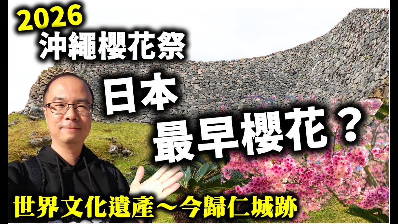2026沖繩櫻花｜比日本本州早一個月！沖繩今歸仁城櫻花祭現況直擊，很多人不知道的沖繩賞櫻地點｜今帰仁城桜まつり実拍｜沖縄で一番早い桜？（拍攝日期：2026.1.28）