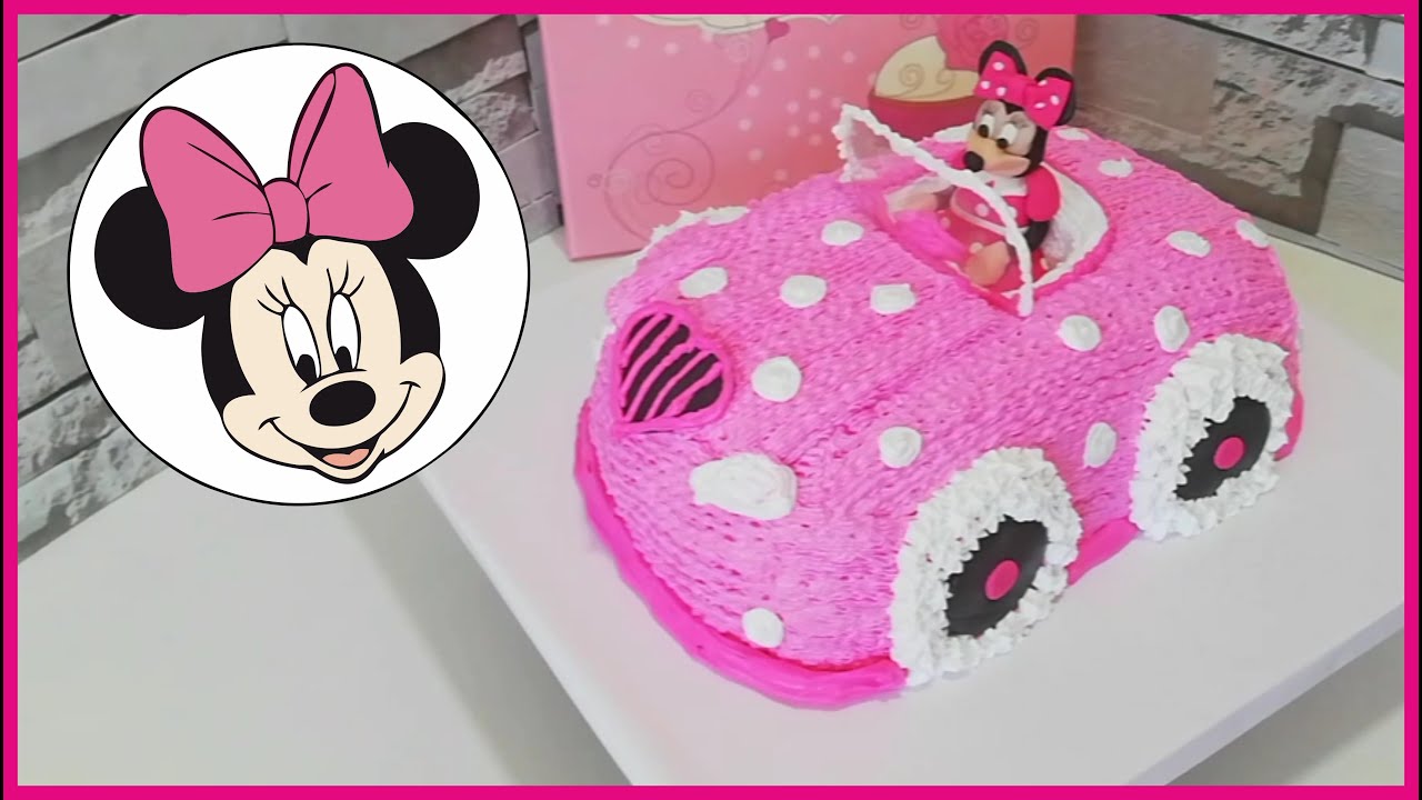 Disney Minnie Mouse Cake Design and Recipe! | Making Car Cake ...