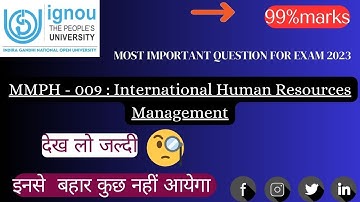 MMPH - 009 MOST IMPORTANT QUESTION | IGNOU MBA |GYAN GATE