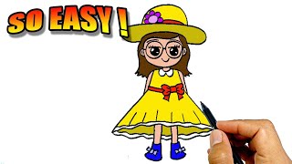 how to draw a girl with glasses and hat easy version simple drawings for beginners