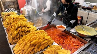 Vivid scene! The best street food in Korea! Tteokbokki, fried food, sundae, fish cake Top50