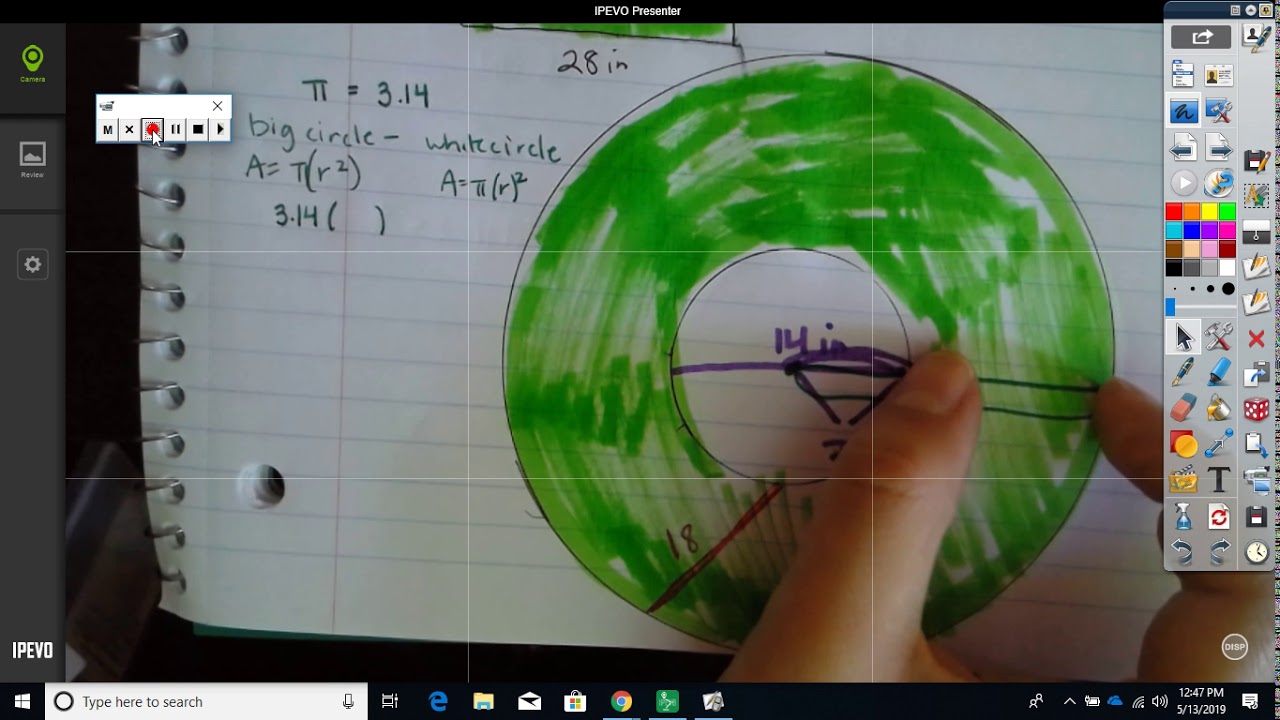 remaining area circle examples