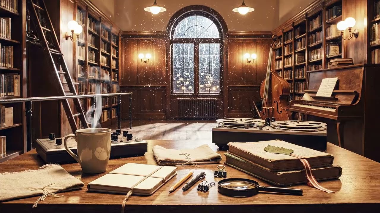 Library Focus Cozy Jazz Ambience 📚 Piano Trio Swing (No Vocals)