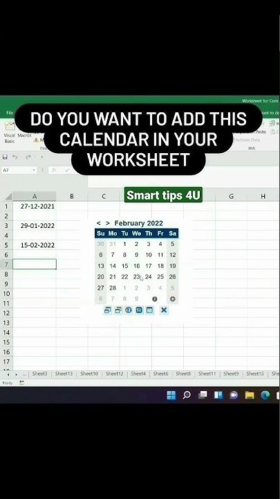 How To Add Calendar In Your Excel Worksheet !! - YouTube
