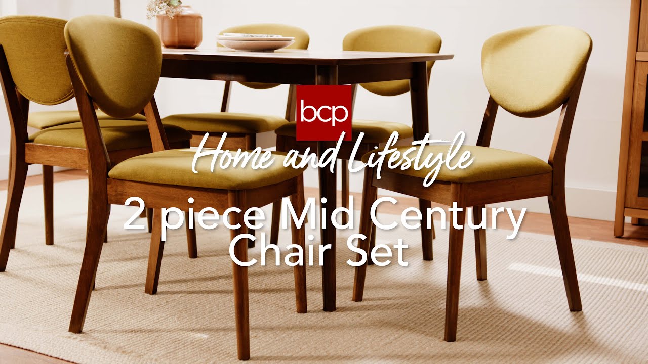 Looking Back One & Two セット 2-Piece Mid-Century Modern Wood &Upholstered Dining Chair Set