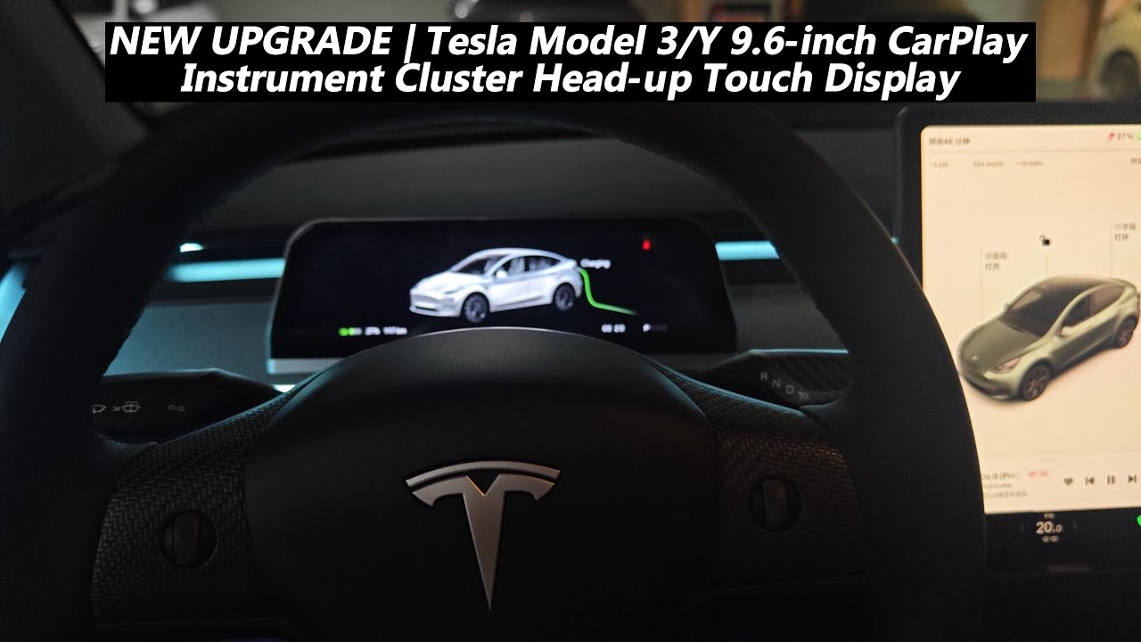 NEW UPGRADE  Tesla Model 3/Y 9.6-inch CarPlay Instrument Cluster