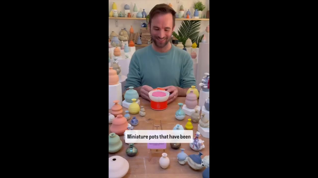 Thumbnail for a video about throwing miniature pottery and firing it in a microwave kiln