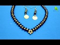 crystal necklace  making and ear rings making  at home/  with black crystals