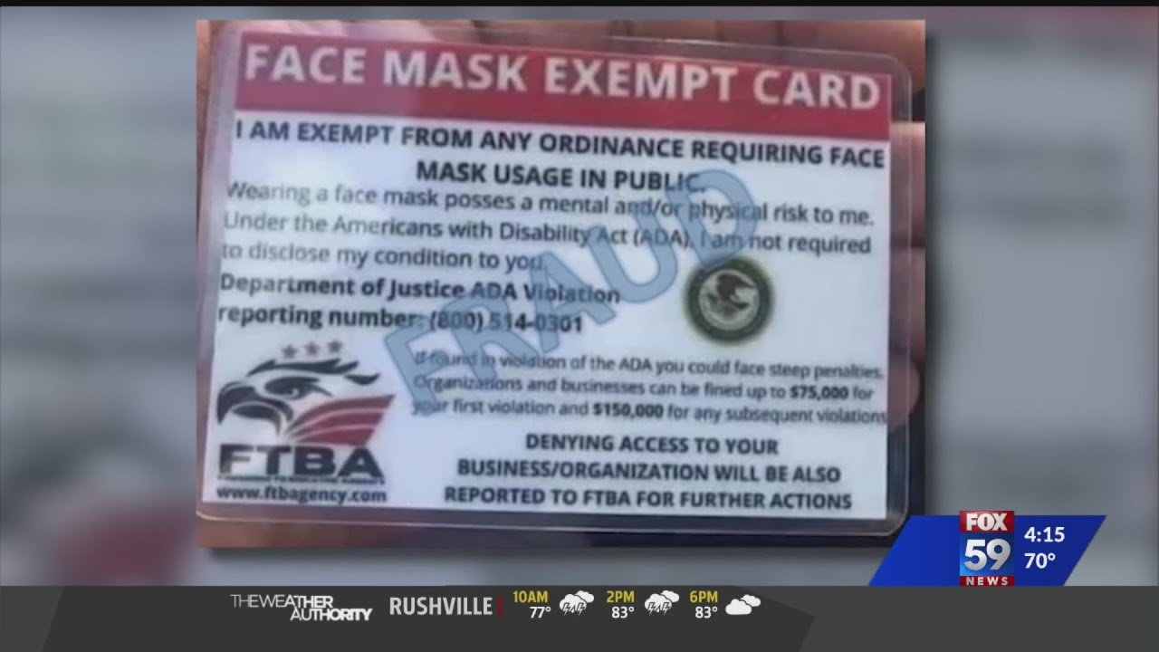 Face mask exemption flyers and cards are fake, DOJ says YouTube