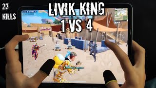 LIVIK KING 1 VS 4 | BEST 4-FINGERS CLAW PUBG HANDCAM WITH IPAD PRO