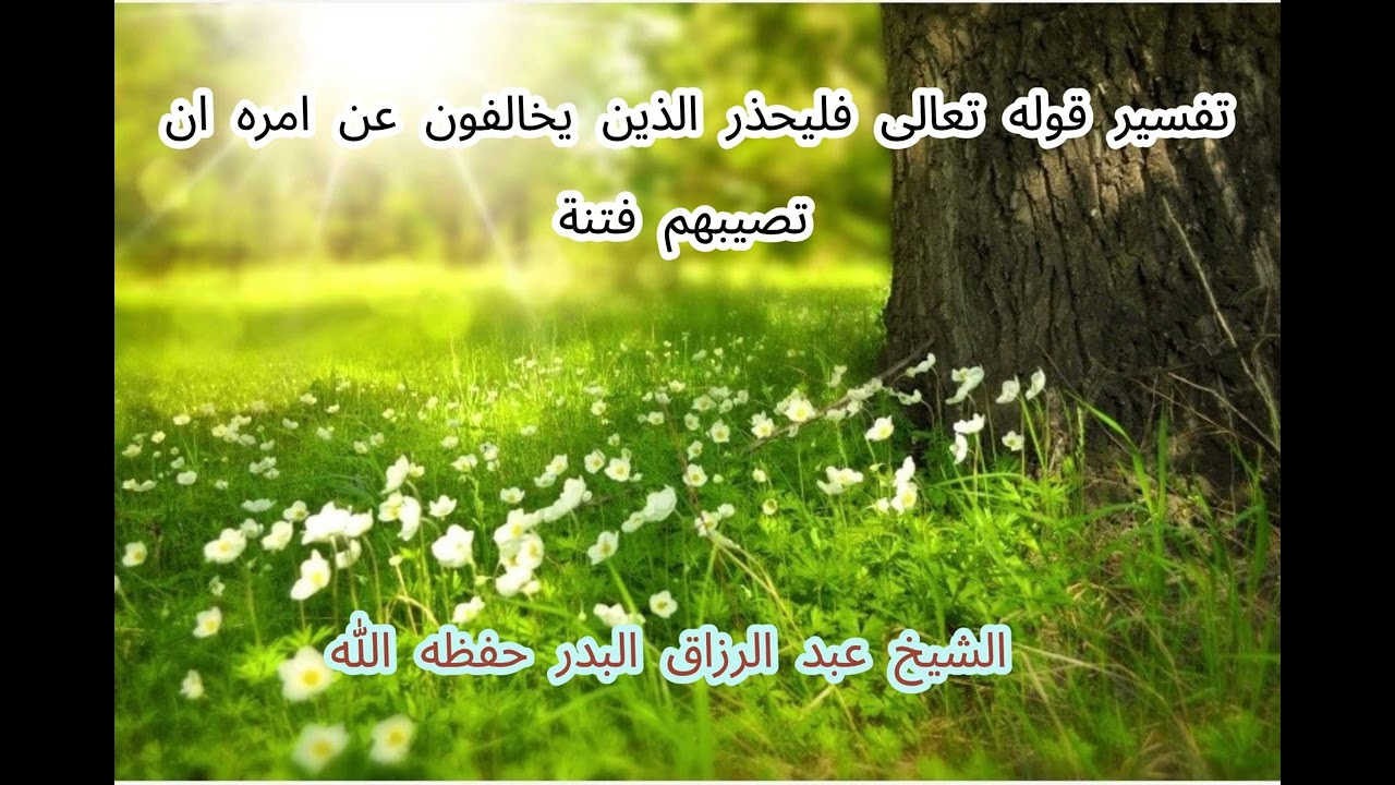 تفسير قوله تعالى فليحذر الذين يخالفون عن أمره أن تصيبهم فتنة... / الشيخ عبد الرزاق البدر حفظه الله