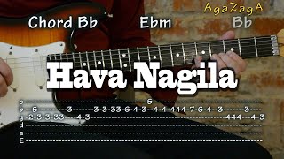 Hava Nagila - Tab & Chords, Surf Guitar lesson, como tocar, レッスン , урок, табулатуры