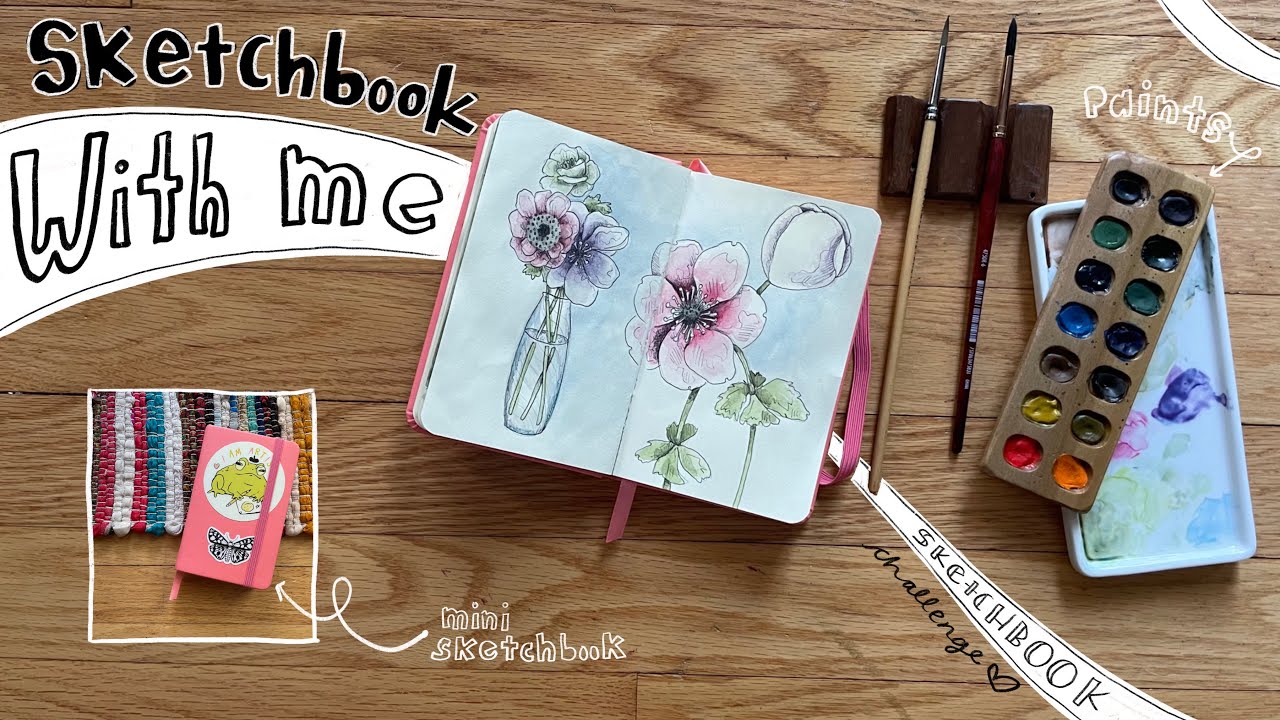 Sketchbook with me | Ballpoint pen, watercolor, Royal Talens