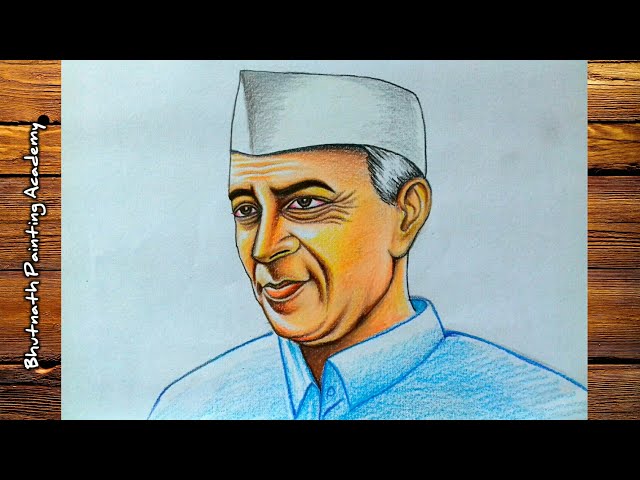 How to draw jawaharlal nehru | Easy drawings, Drawings, Simple art