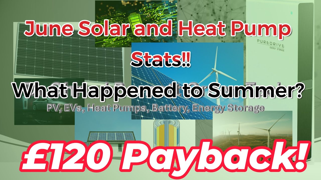 June Solar  and Heat Pump Stats!! Where Happened to Summer? £120 Payback!