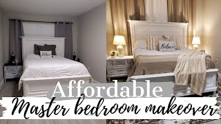 Master bedroom makeover on a budget | Less than $200 makeover