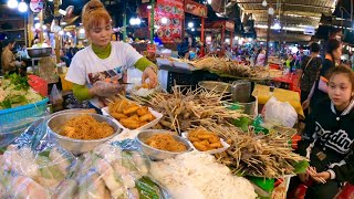 Best Phnom Penh Street Food at BKK Market - Yummy Noodle, Spring Rolls, Beef, Hotpot & More