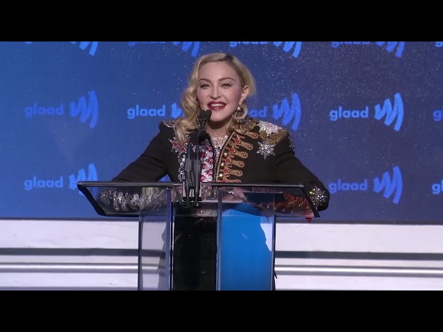 Madonna Accepts Advocate for Change Award FULL SPEECH | GLAAD Media Awards | Logo TV class=