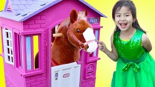 Jannie Pretend Play With Ride On Horse Toy