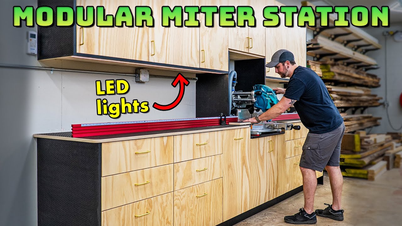 I Built the Ultimate Modular Miter Saw Station (with LED lights!) - YouTube