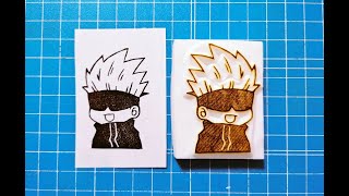 呪術廻戦 五条悟を彫ってみた【消しゴムはんこ】