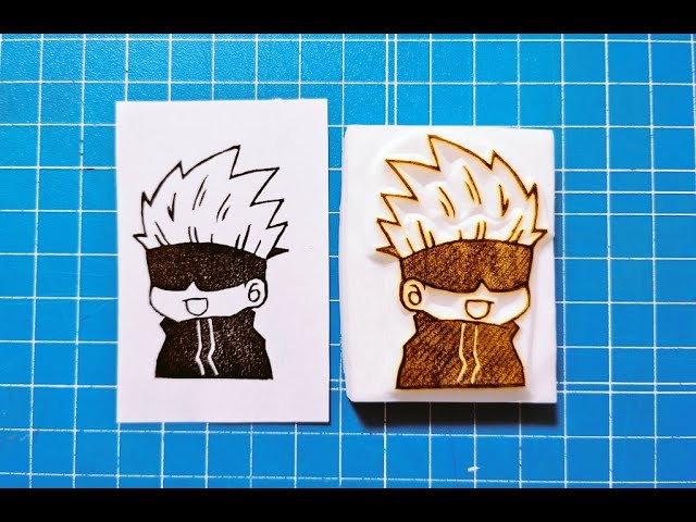 今日の消しゴムはんこ 呪術廻戦の五条悟を彫ってみた 領域展開 Jujutsu Kaisen Amazing Stamp Carving Art Time Lapse Youtube